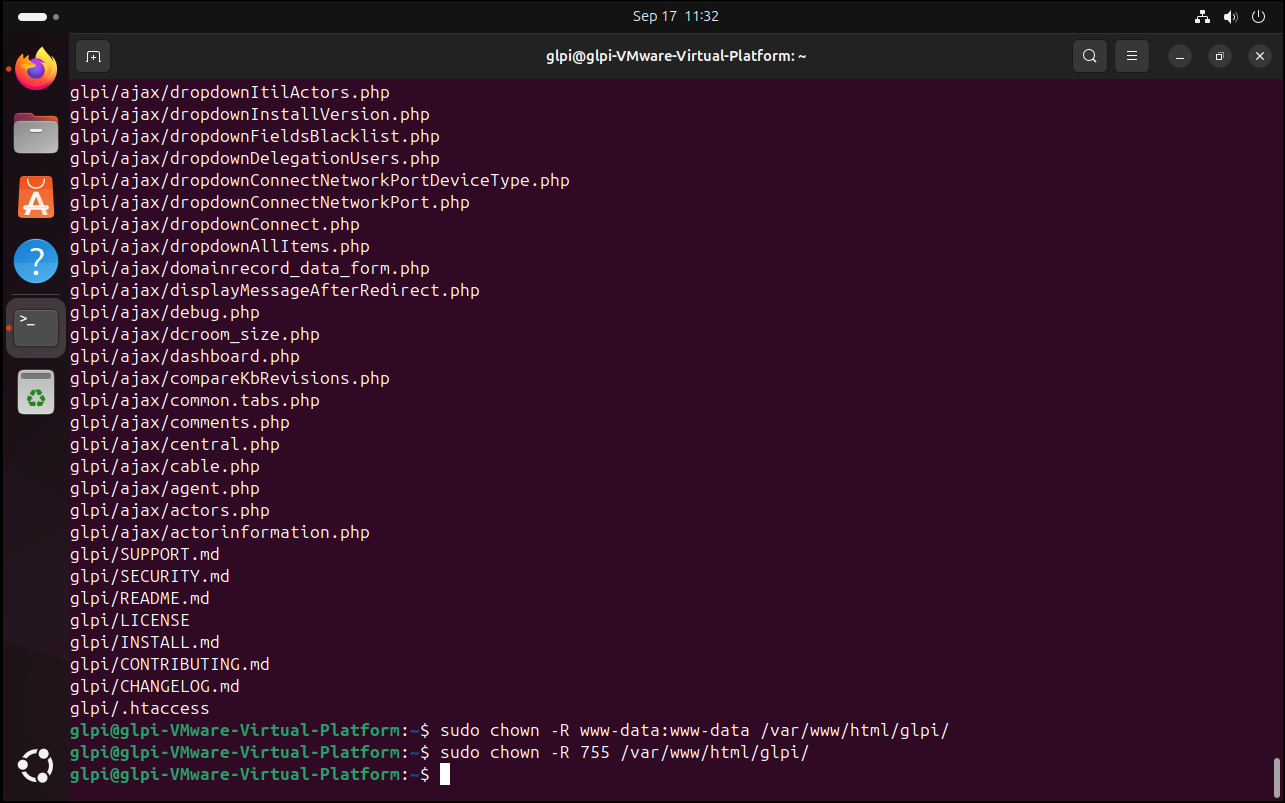 GLPI dosya izinlerinin ayarlanması