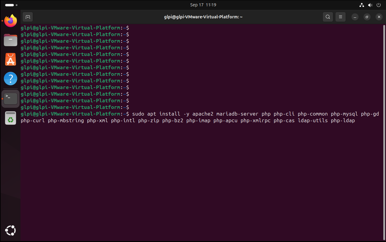 GLPI için gerekli LAMP stack paketlerinin kurulumu